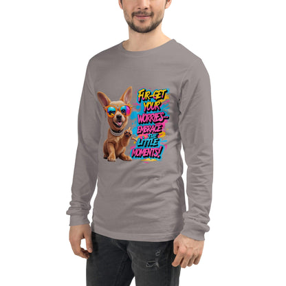 Puppy on Long Sleeve T-Shirt with "Fur-get your worries" - Collections by Moke 21195185