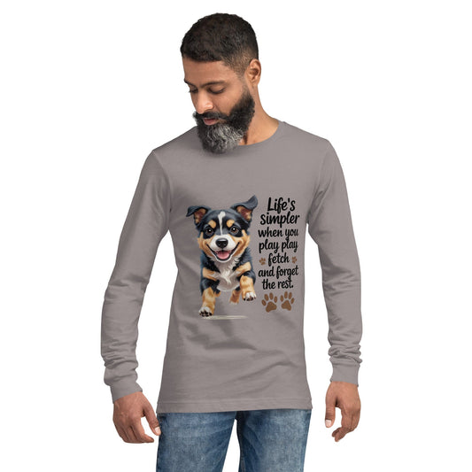 Puppy on Long Sleeve T-Shirt with 'Life’s simpler' - Collections by Moke 21561776