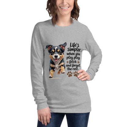 Puppy on Long Sleeve T-Shirt with 'Life’s simpler' - Collections by Moke 82139162