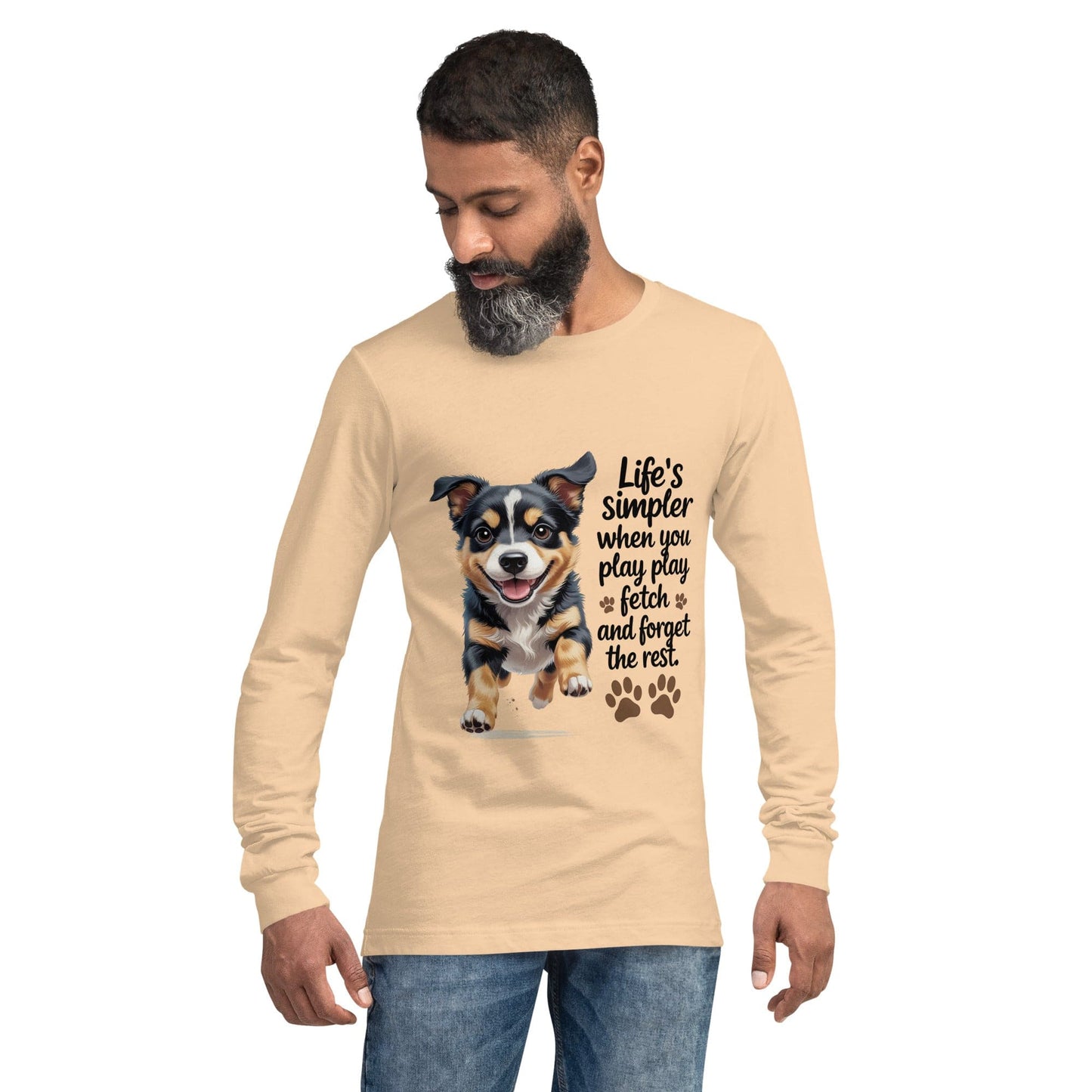 Puppy on Long Sleeve T-Shirt with 'Life’s simpler' - Collections by Moke 84491123