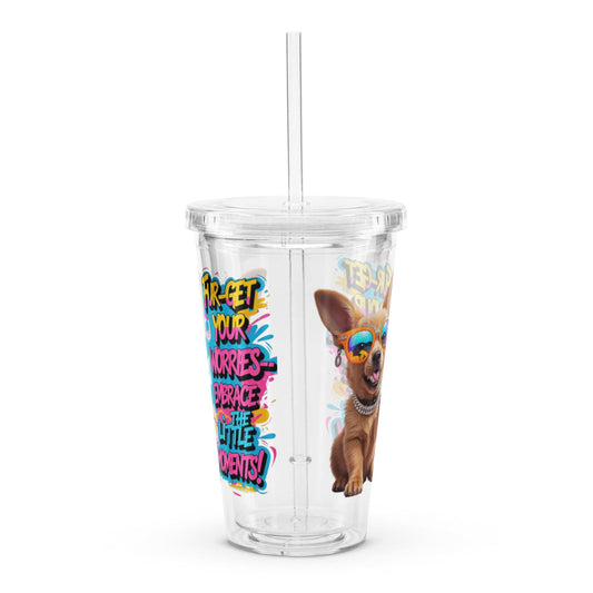 Puppy on Plastic Tumbler with "Fur-get your worries" - Collections by Moke 2905626