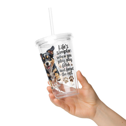 Puppy on Plastic Tumbler with 'Life’s simpler when you play' - Collections by Moke 98937640