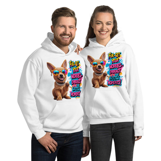 Puppy on Stylish Hoodie with "Fur-get your worries" - Collections by Moke 47894636