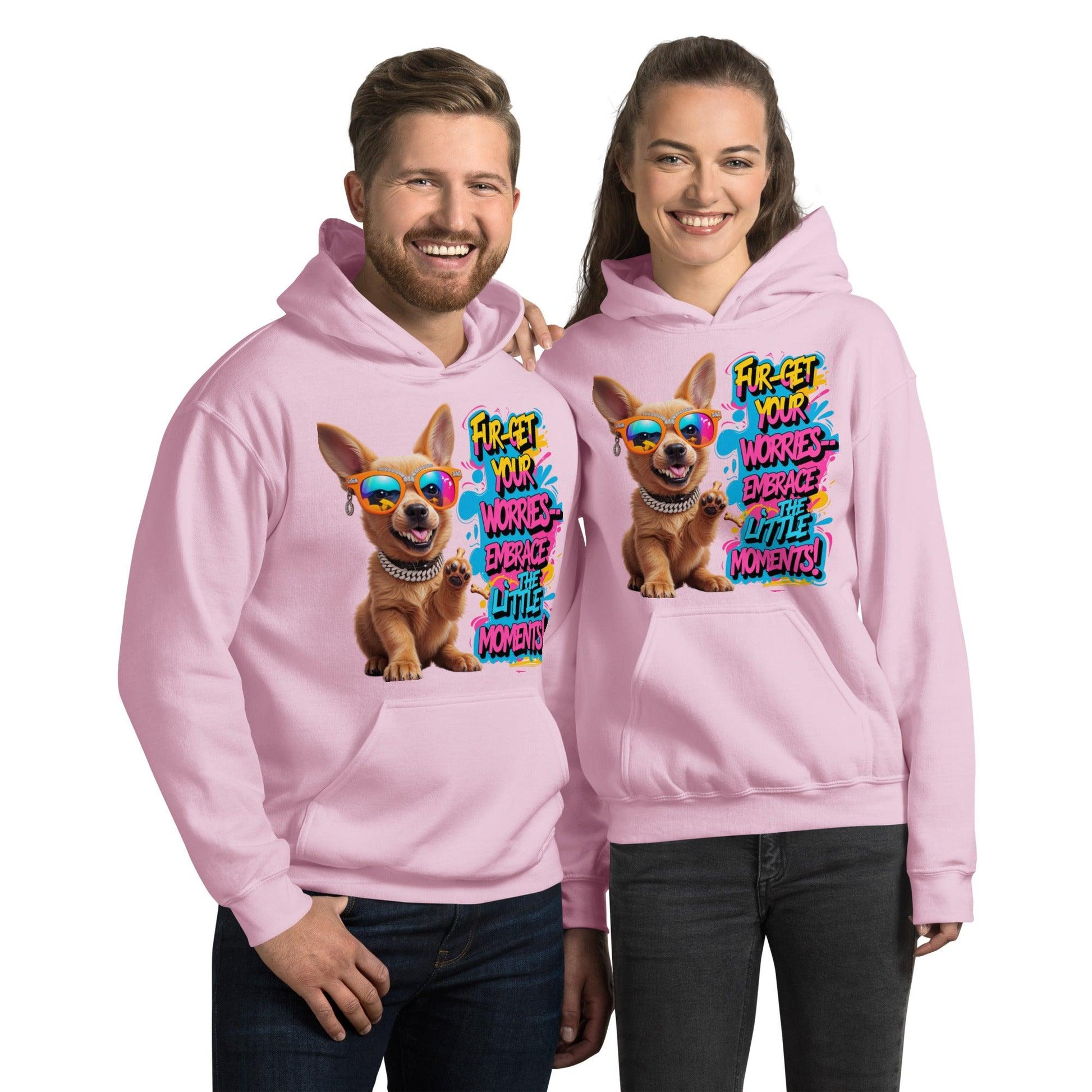 Puppy on Stylish Hoodie with "Fur-get your worries" - Collections by Moke 42382532