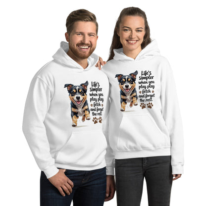 Puppy on Stylish Hoodie with 'Life’s simpler when you play play' - Collections by Moke 55388242