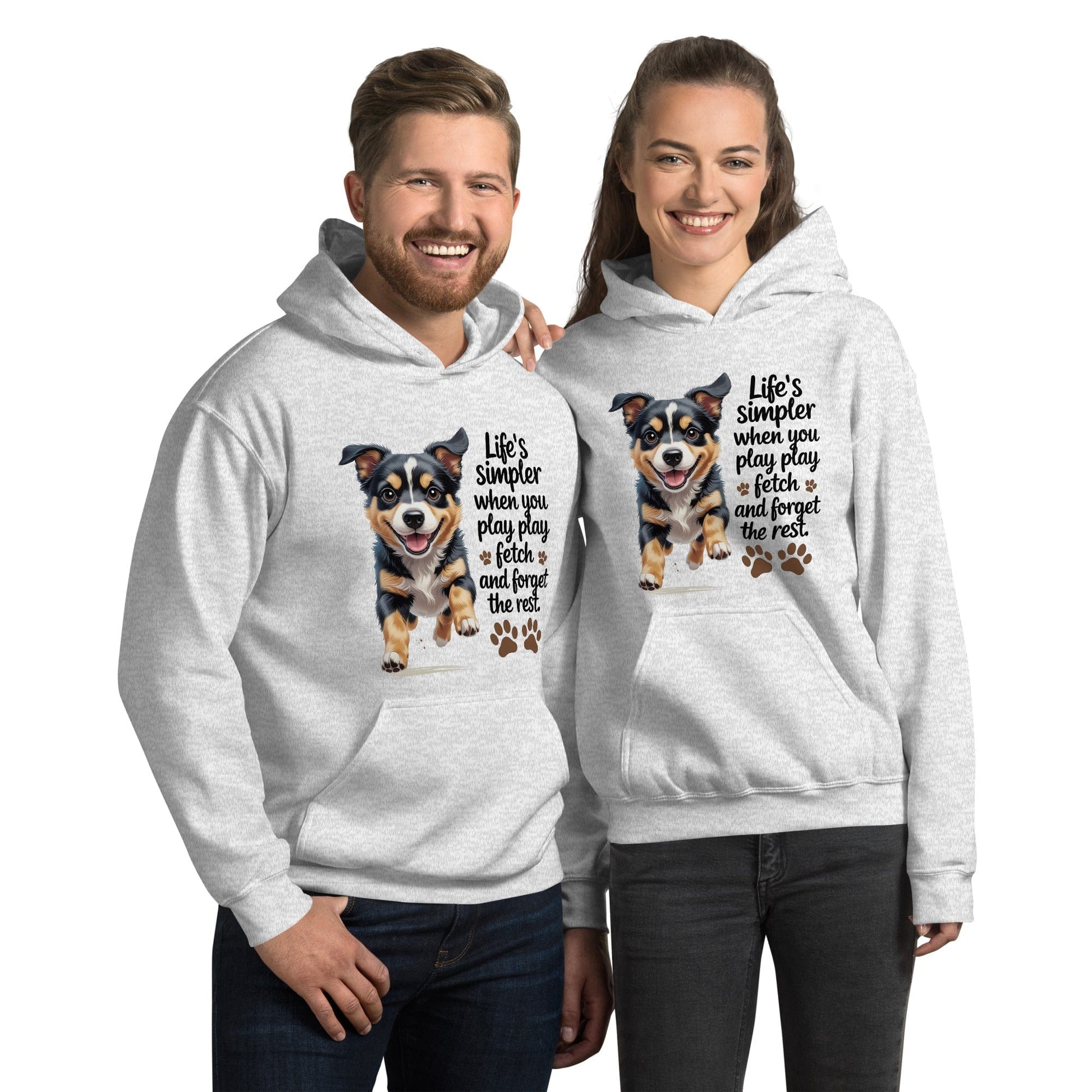 Puppy on Stylish Hoodie with 'Life’s simpler when you play play' - Collections by Moke 92431266