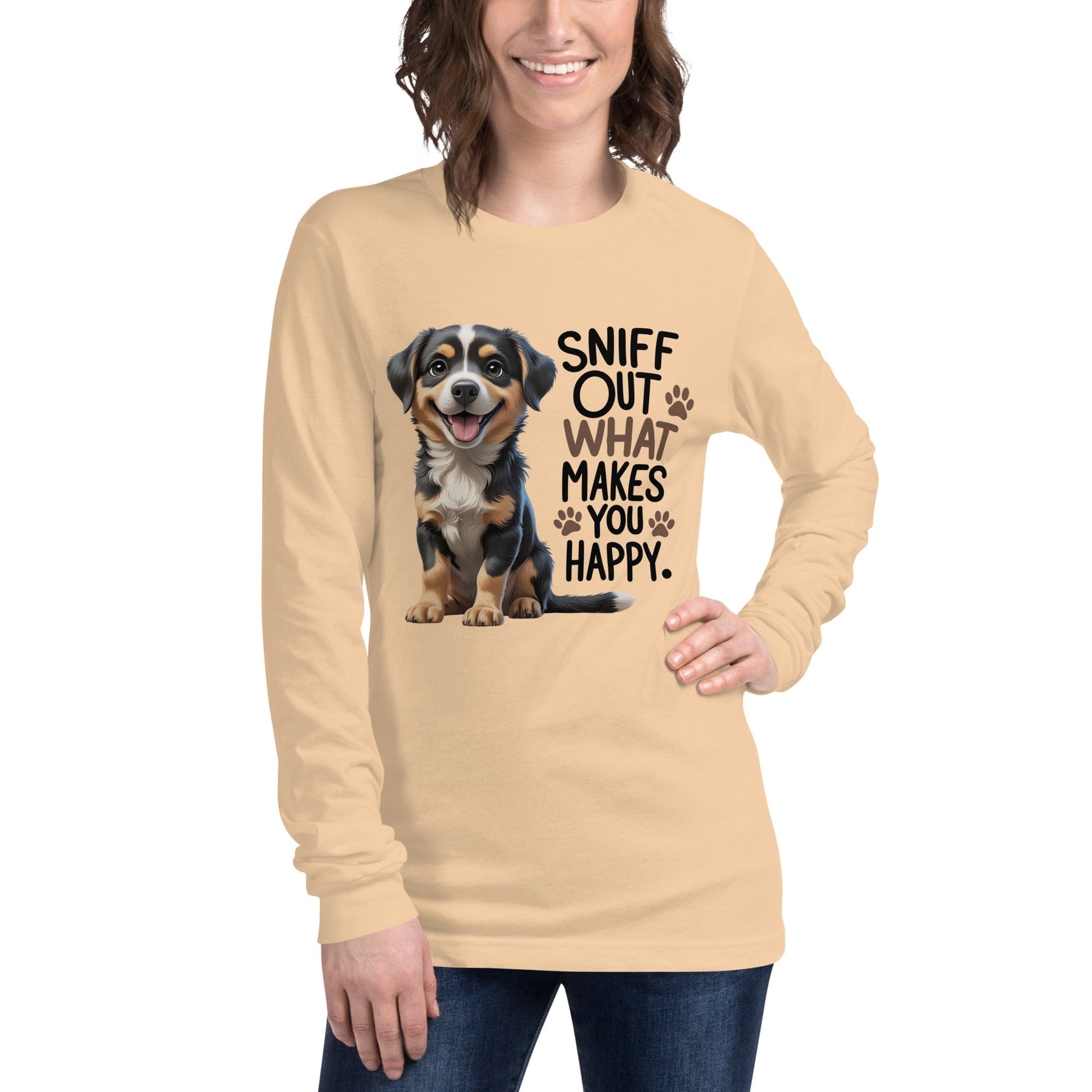 Puppy on T-Shirt with "sniff out what makes you happy" - Collections by Moke 90413741