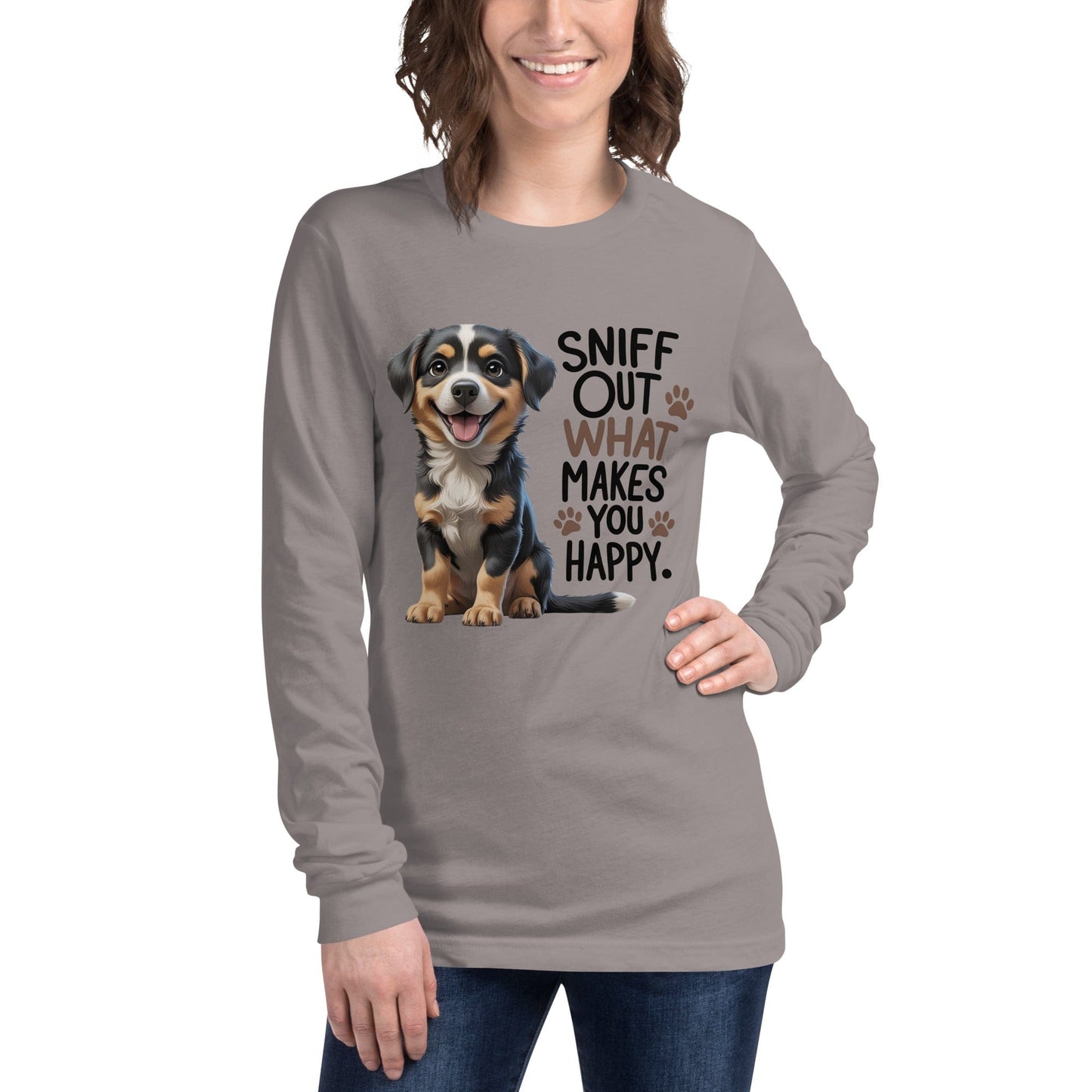 Puppy on T-Shirt with "sniff out what makes you happy" - Collections by Moke 88165129