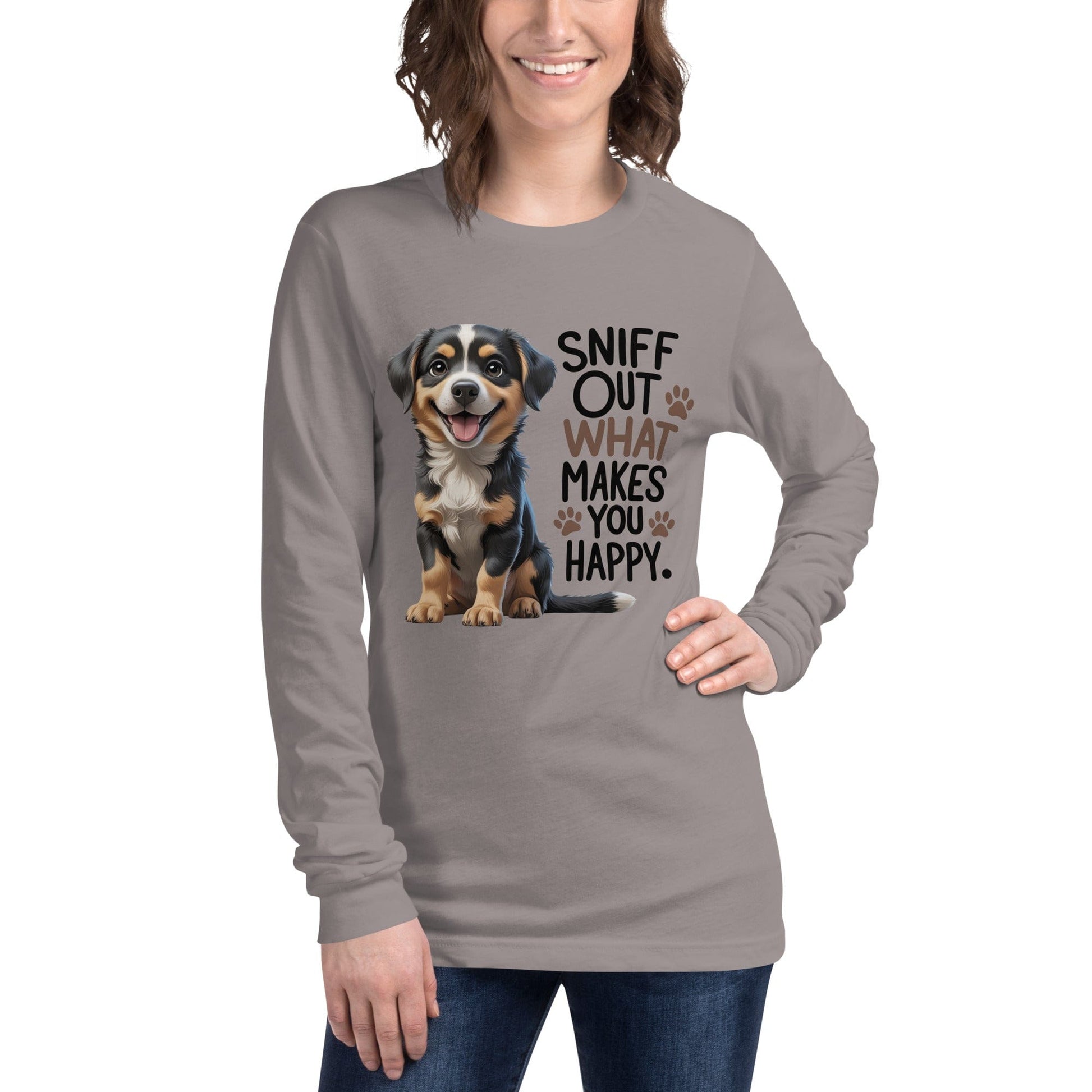 Puppy on T-Shirt with "sniff out what makes you happy" - Collections by Moke 88165129