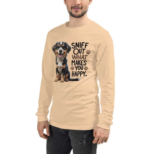 Puppy on T-Shirt with "sniff out what makes you happy" - Collections by Moke 20808744