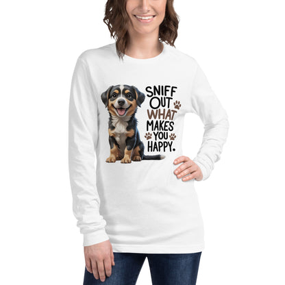 Puppy on T-Shirt with "sniff out what makes you happy" - Collections by Moke 80121510