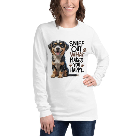 Puppy on T-Shirt with "sniff out what makes you happy" - Collections by Moke 80121510