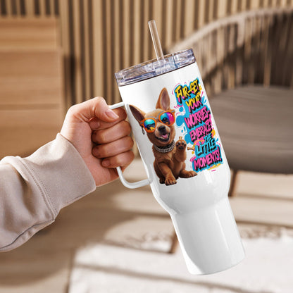 Puppy on Travel Mug with "Fur-get your worries" - Collections by Moke 71792682