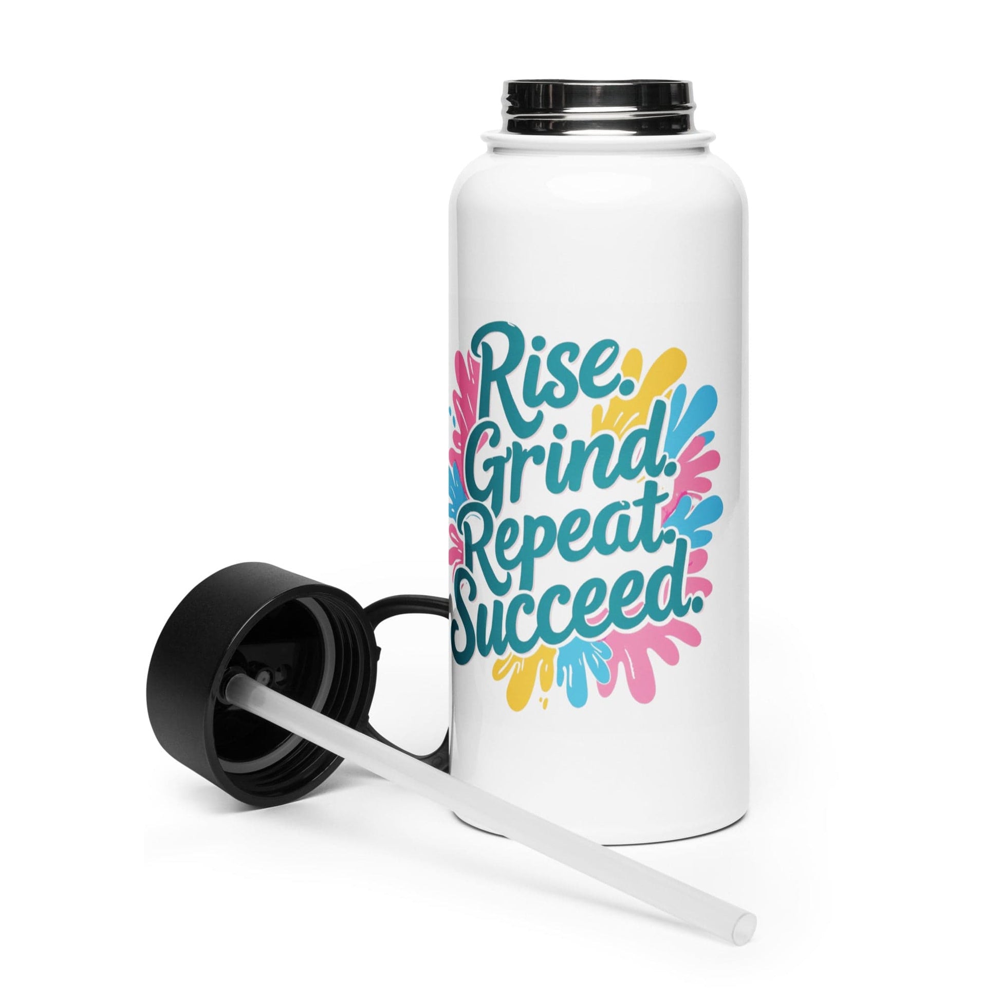 Stainless Steel Water Bottle with 'Rise. Grind. Repeat. Succeed.' - Collections by Moke 24235892
