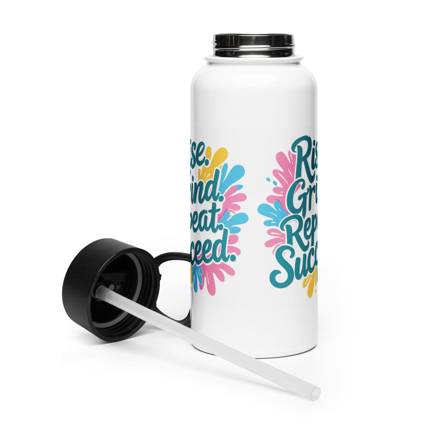 Stainless Steel Water Bottle with 'Rise. Grind. Repeat. Succeed.' - Collections by Moke 1867518