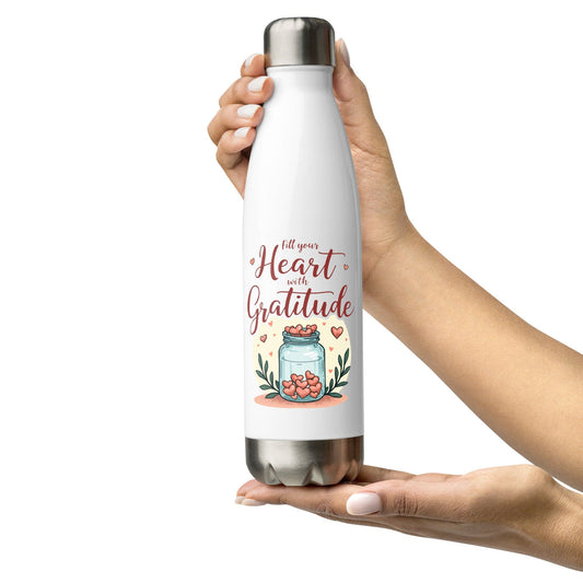 Stainless steel water bottle with "Thankful for the little things" - Collections by Moke 28661490