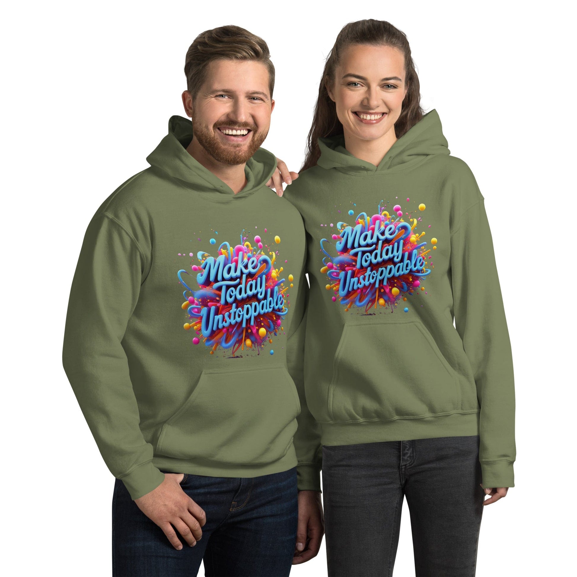 Stylish Hoodie with 3D render of "Make Today Unstoppable" - Collections by Moke 57663387