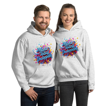 Stylish Hoodie with 3D render of "Make Today Unstoppable" - Collections by Moke 18647884
