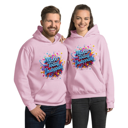 Stylish Hoodie with 3D render of "Make Today Unstoppable" - Collections by Moke 49957771
