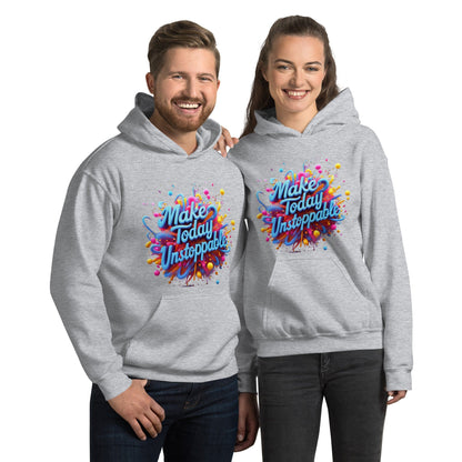 Stylish Hoodie with 3D render of "Make Today Unstoppable" - Collections by Moke 43161382