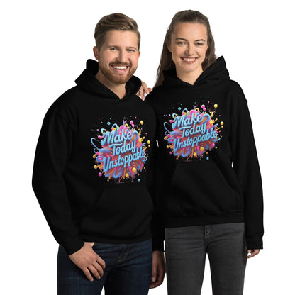 Stylish Hoodie with 3D render of "Make Today Unstoppable" - Collections by Moke 7455696