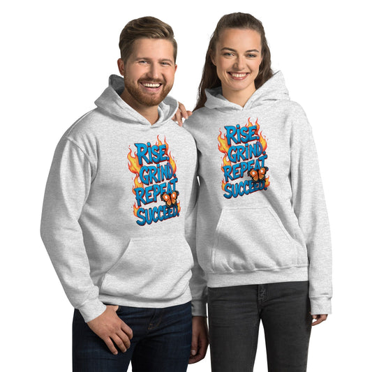 Stylish Hoodie with "Rise, Grind, Repeat, Succeed" - Collections by Moke 96072451