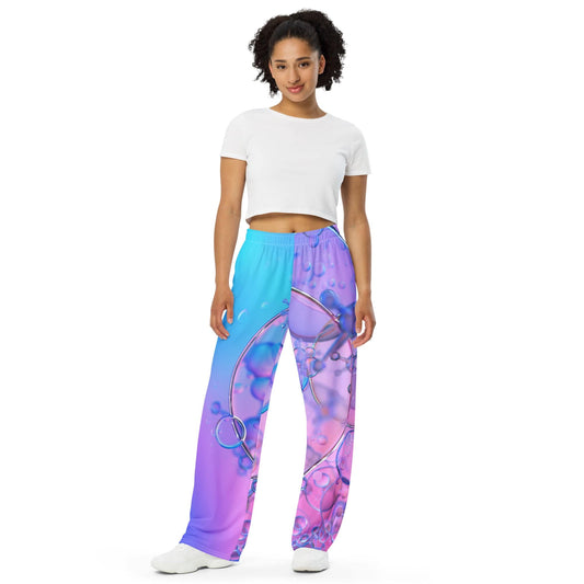 Wide-leg colourful pants with gradient turquoise and pink - Collections by Moke 13241818