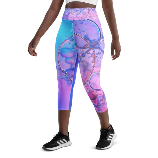 Yoga Capri Leggings with gradient turquoise and pink - Collections by Moke 57454737