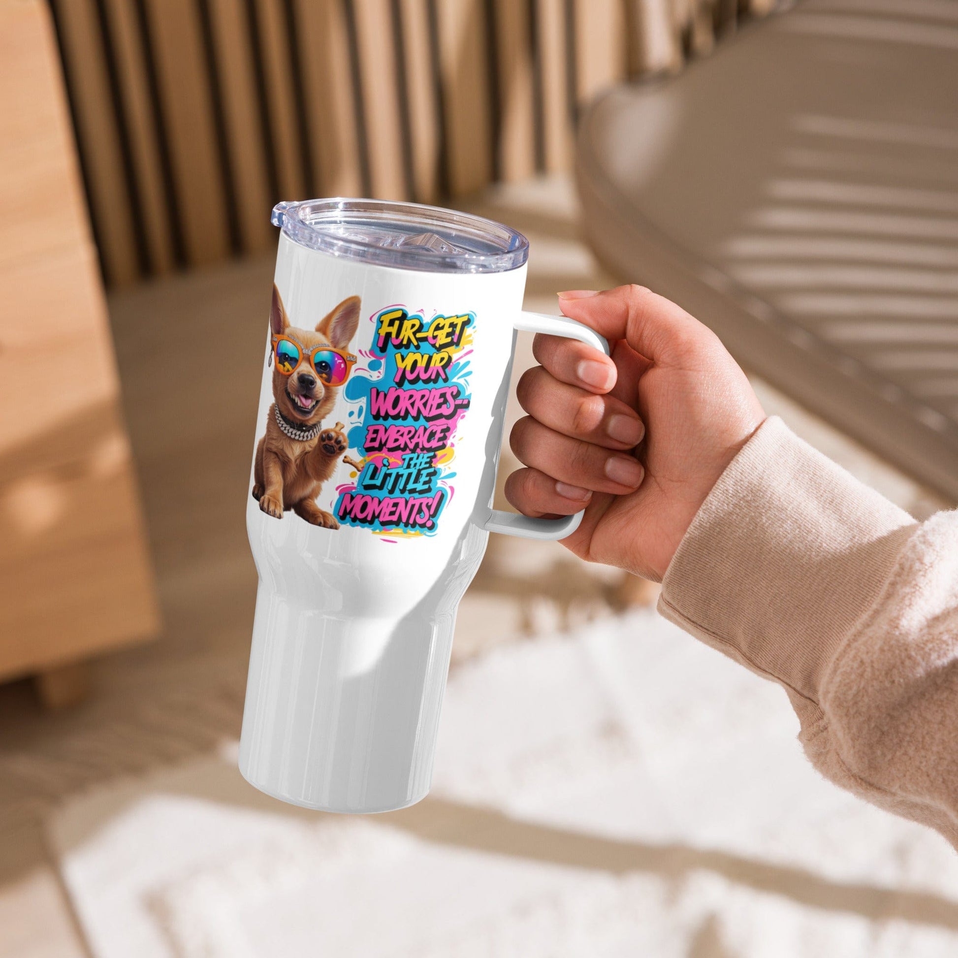 Collections by Moke Mug 25 oz (739 ml) Puppy on Travel mug with "Fur-get your worries"