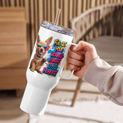 Collections by Moke Mug 40 oz (1183 ml) Puppy on Travel mug with "Fur-get your worries"