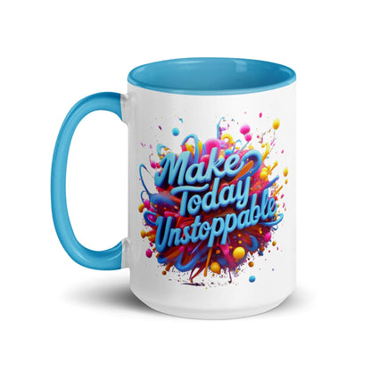 Collections by Moke Mug Mug with Color Inside with 3D render of "Make Today Unstoppable"