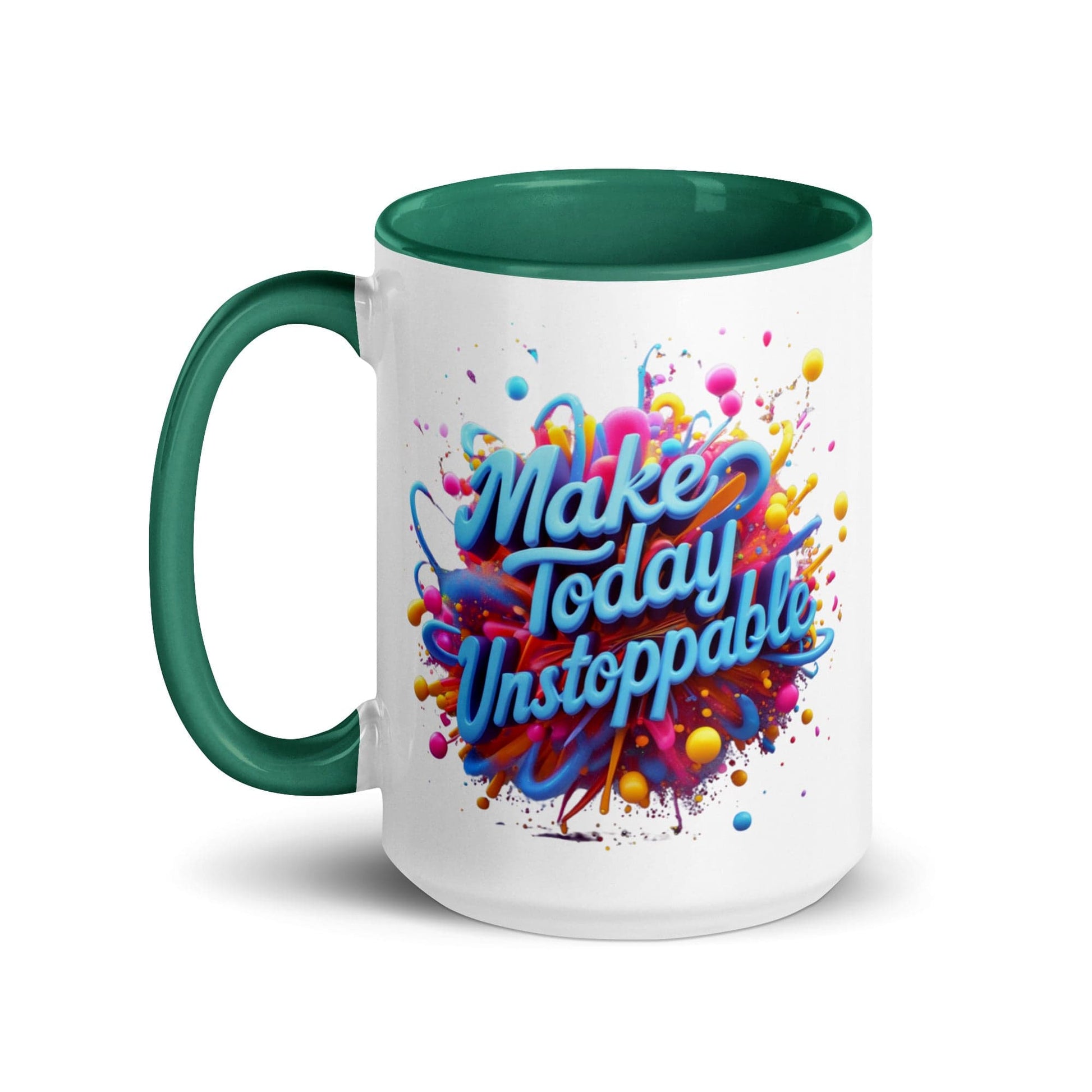Collections by Moke Mug Mug with Color Inside with 3D render of "Make Today Unstoppable"
