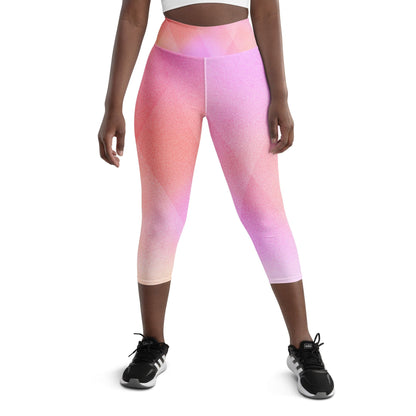 Collections by Moke Pants XS Yoga Capri Leggings with soft shades of pink and yellow