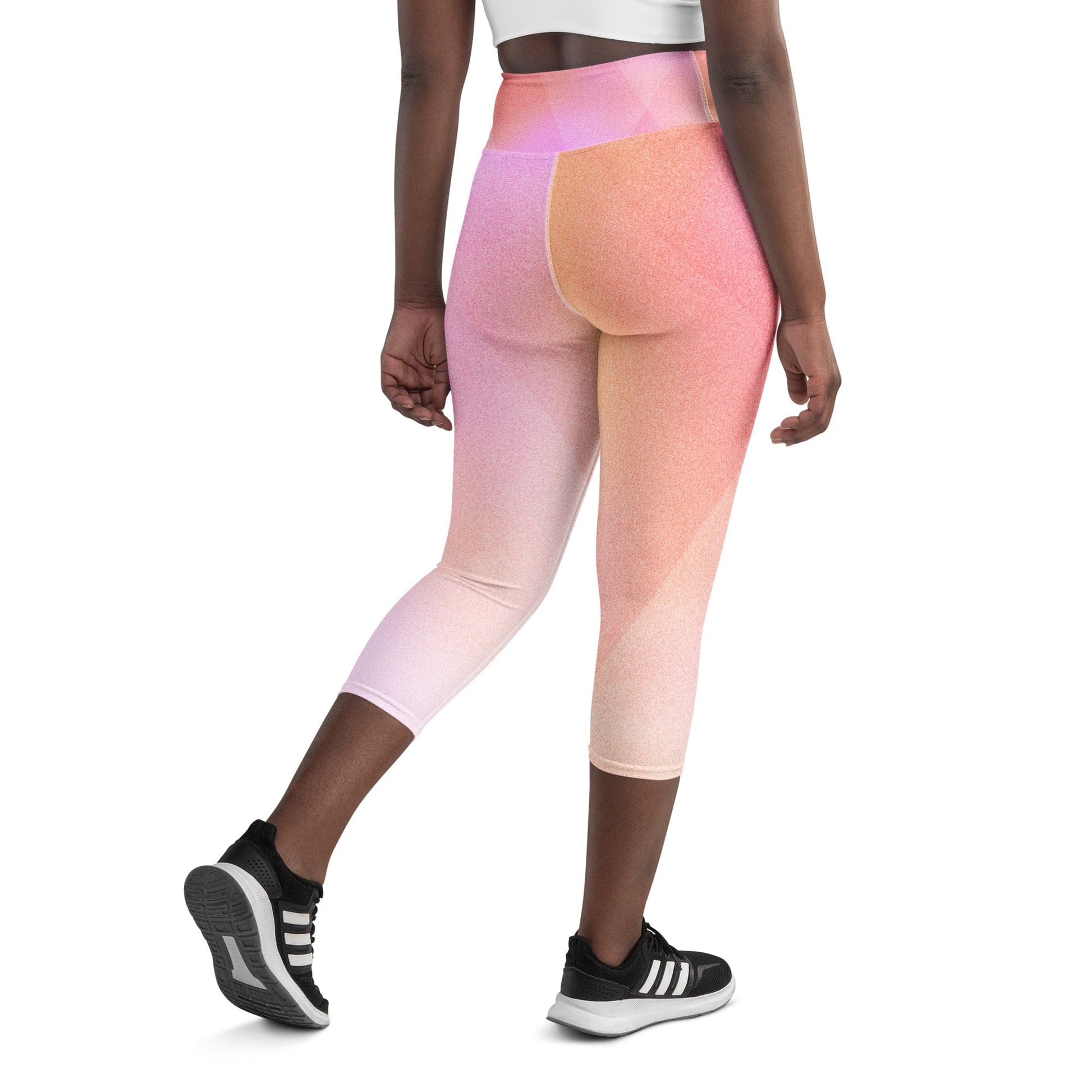Collections by Moke Pants Yoga Capri Leggings with soft shades of pink and yellow