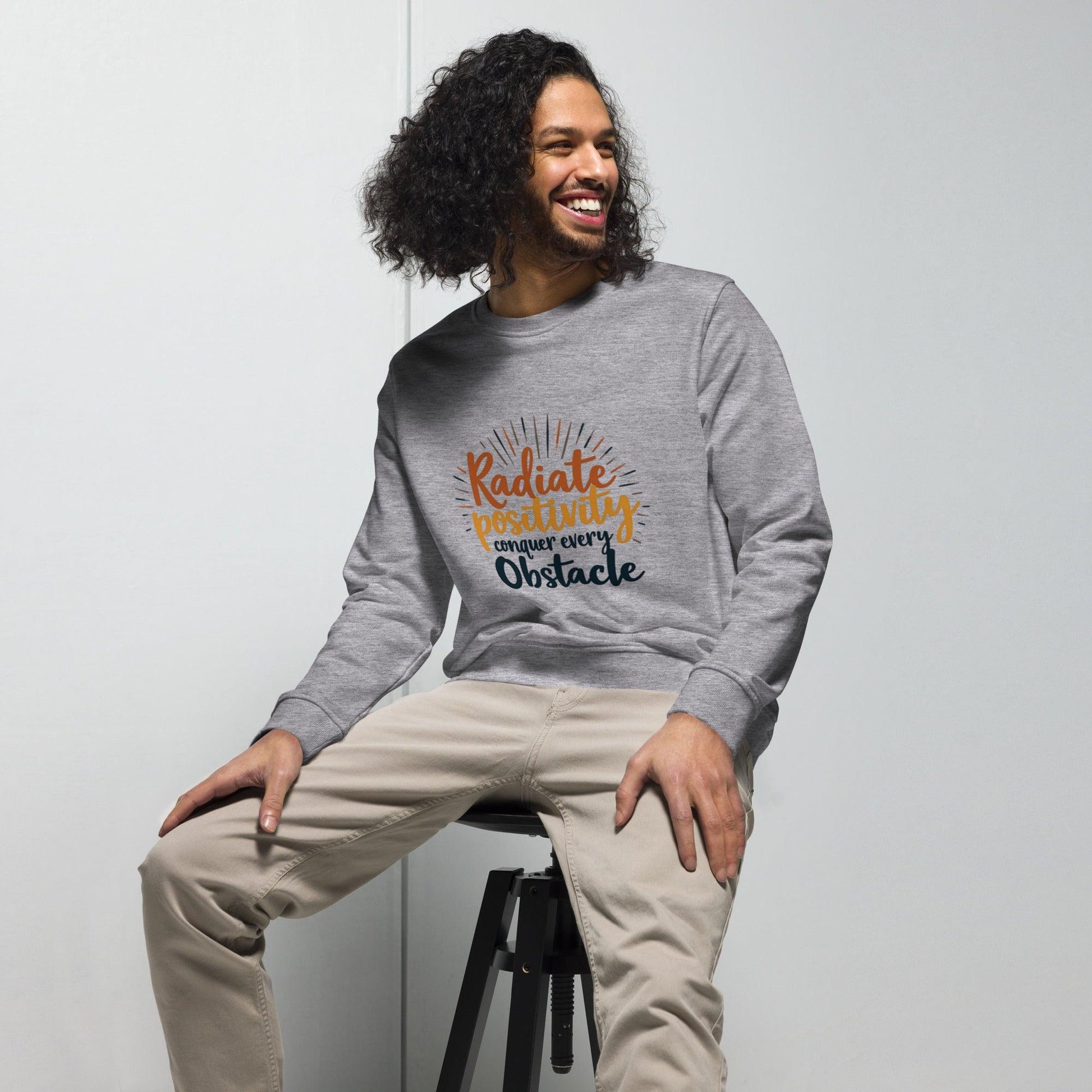 Organic Sweatshirt with "conquer every obstacle" - Collections by Moke 77250982