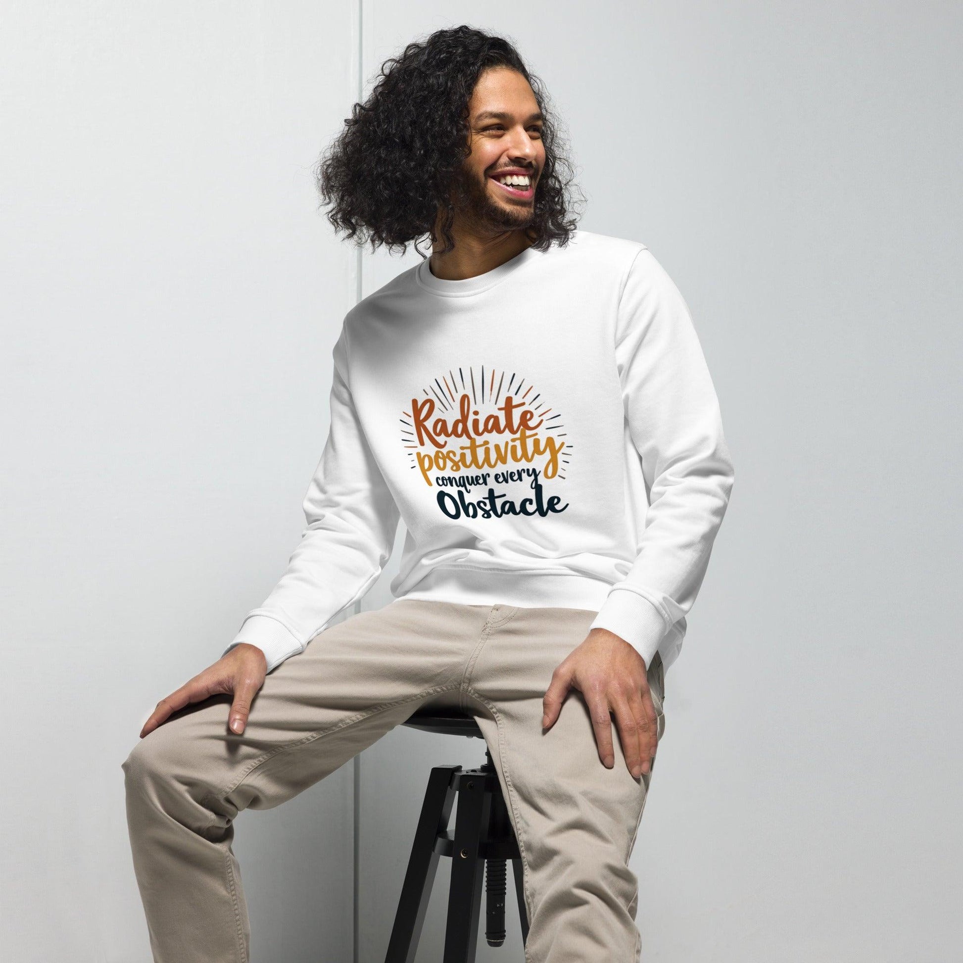 Organic Sweatshirt with "conquer every obstacle" - Collections by Moke 89814769