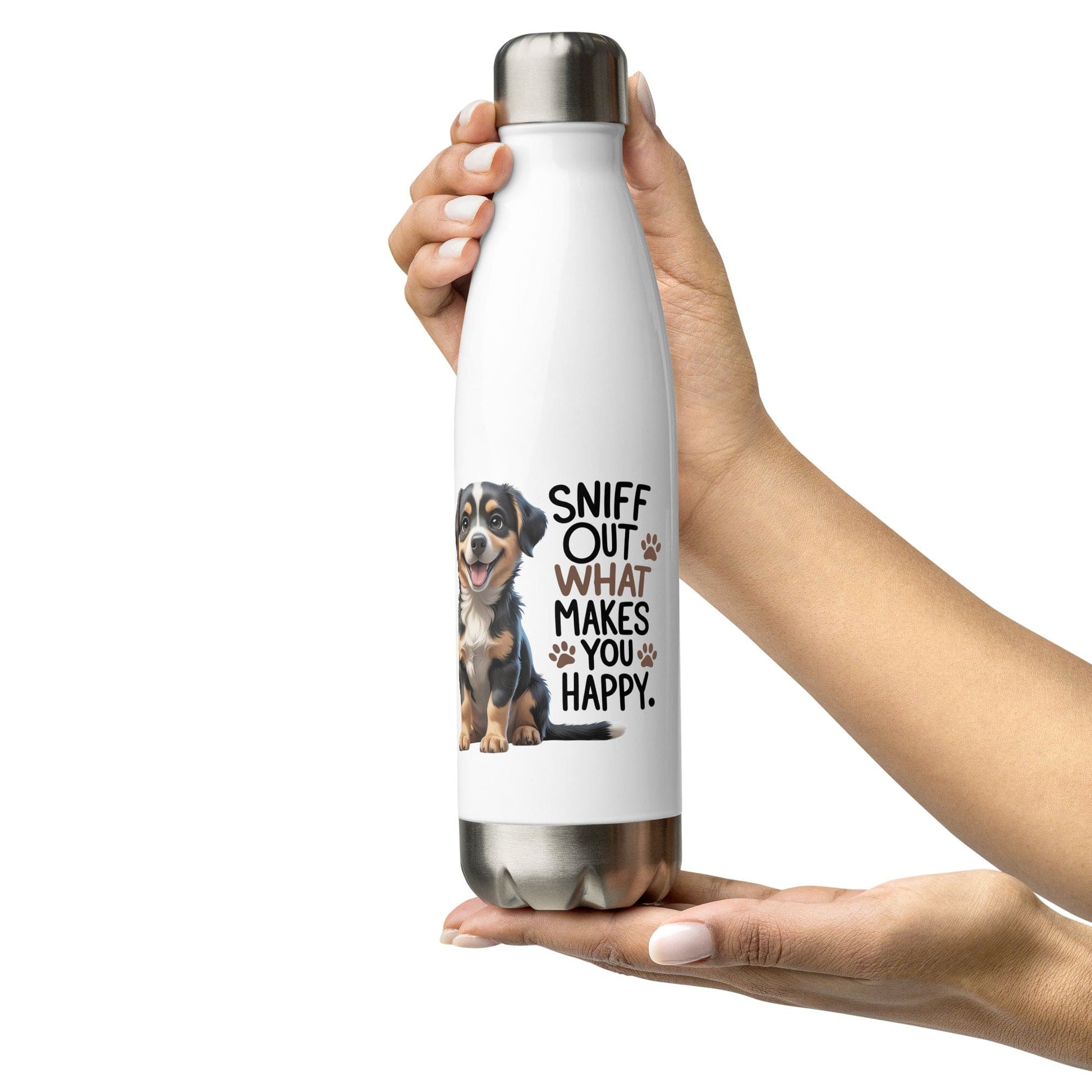 Collections by Moke Water Bottle 17 oz (500 ml) Puppy on Stainless steel water bottle  with "sniff out what makes you happy"