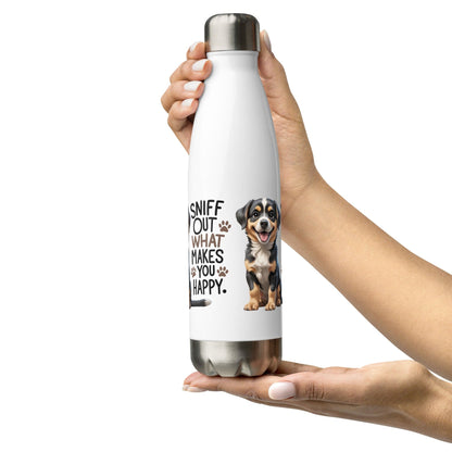 Collections by Moke Water Bottle 17 oz (500 ml) Puppy on Stainless steel water bottle  with "sniff out what makes you happy"