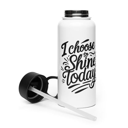 Collections by Moke Water Bottle 32 oz (950 ml) Stainless steel water bottle with "I choose to shine today"